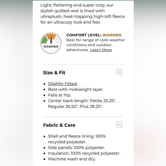 L.L. Bean Women's Fleece-Lined PrimaLoft Vest Gray Size Medium Regular - Picture 7 of 12